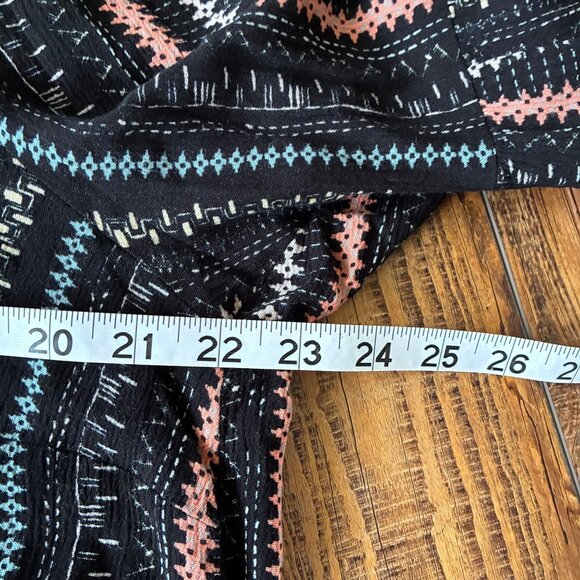Savanna Jane Embroidered Boho Tunic Top Black Floral Stripes Bell Sleeve Sz 1X - Picture 8 of 11